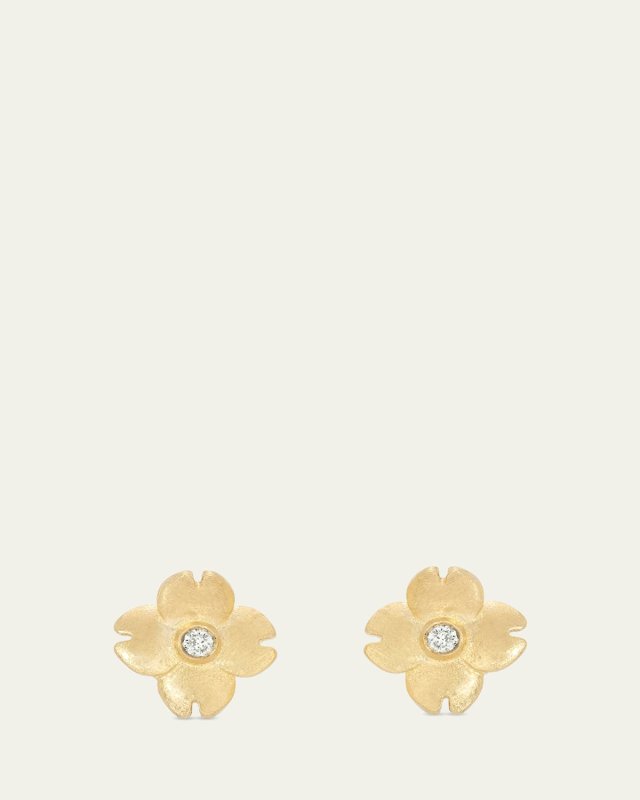 Dogwood Diamond Stud Earrings in 18K Yellow Gold